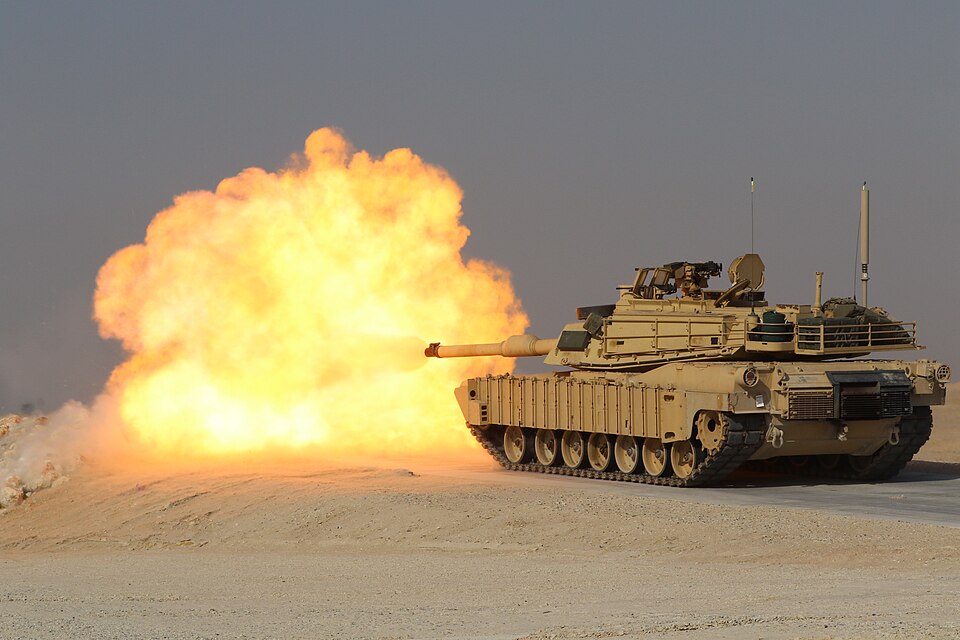 M1A2 Abrams firing