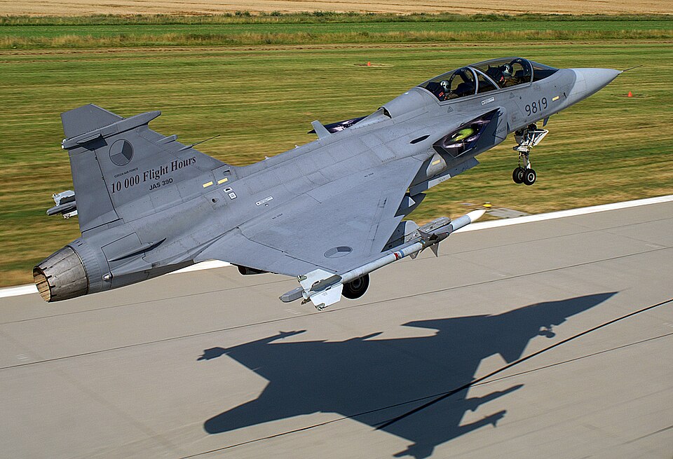 Saab JAS 39 Gripen of the Czech Air Force taking off from AFB Caslav